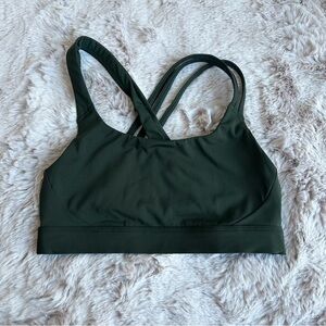 Athleta Forest Green Train Free Asymmetrical Strappy Sports Bra